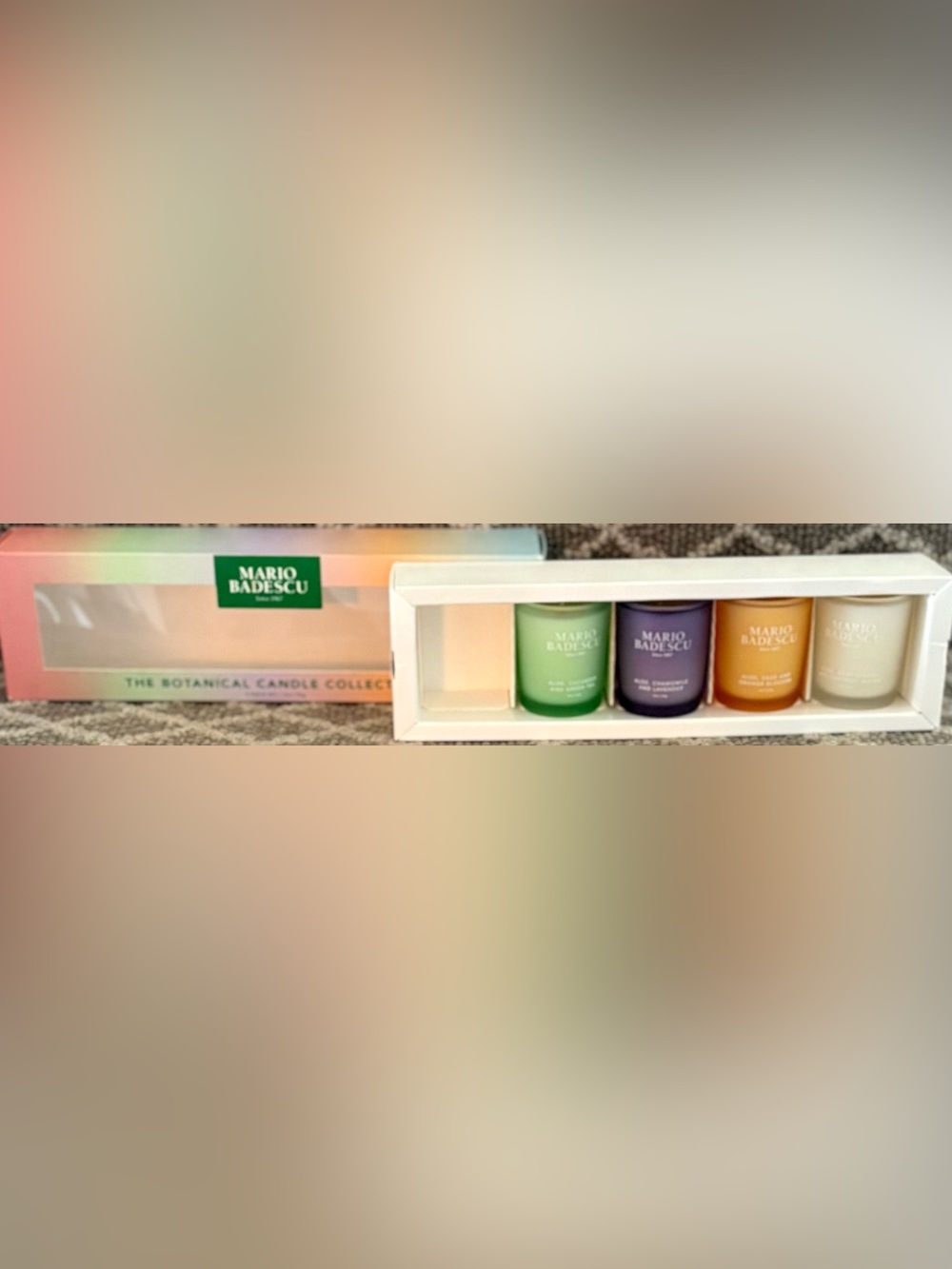 MARIO BADESCU THE BOTANICAL CANDLE COLLECTION CANDLE SET ( 4 ) NEW OPEN BOX